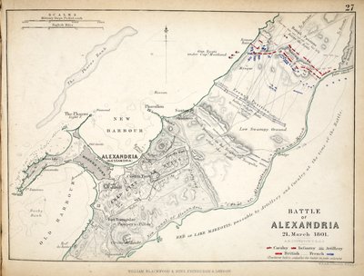 Map of the Battle of Alexandria, published by William Blackwood and Sons, Edinburgh and London by Alexander Keith Johnston